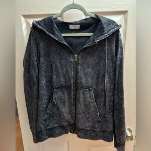 Zenana mineral wash zip up hoodie large